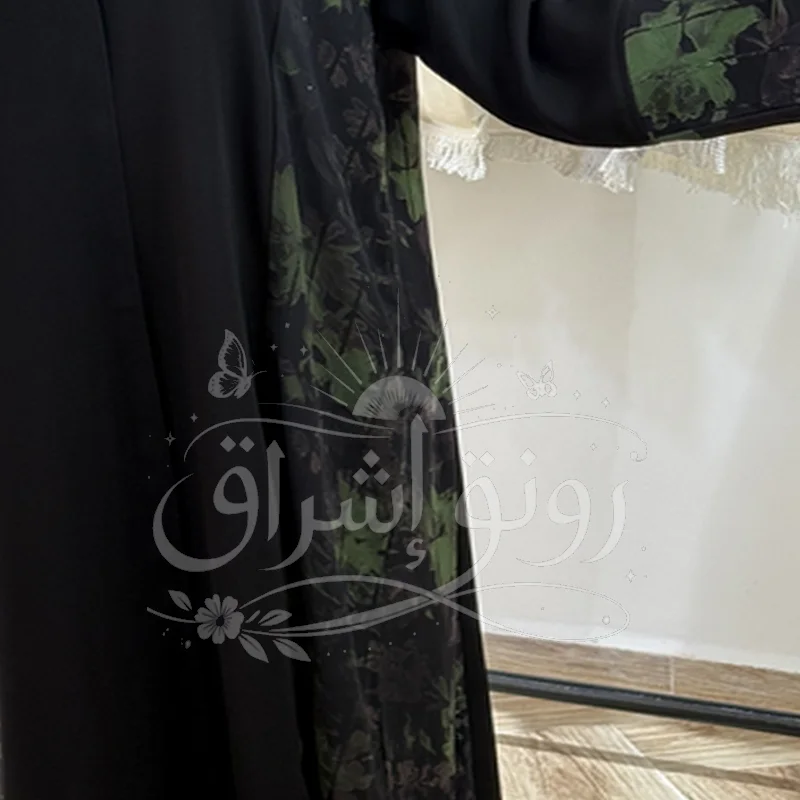 عباية "الجاكار الفاخر" بمزيج الأسود والزيتي لإطلالة تجمع بين الكلاسيكية والعصرية ✨🌿