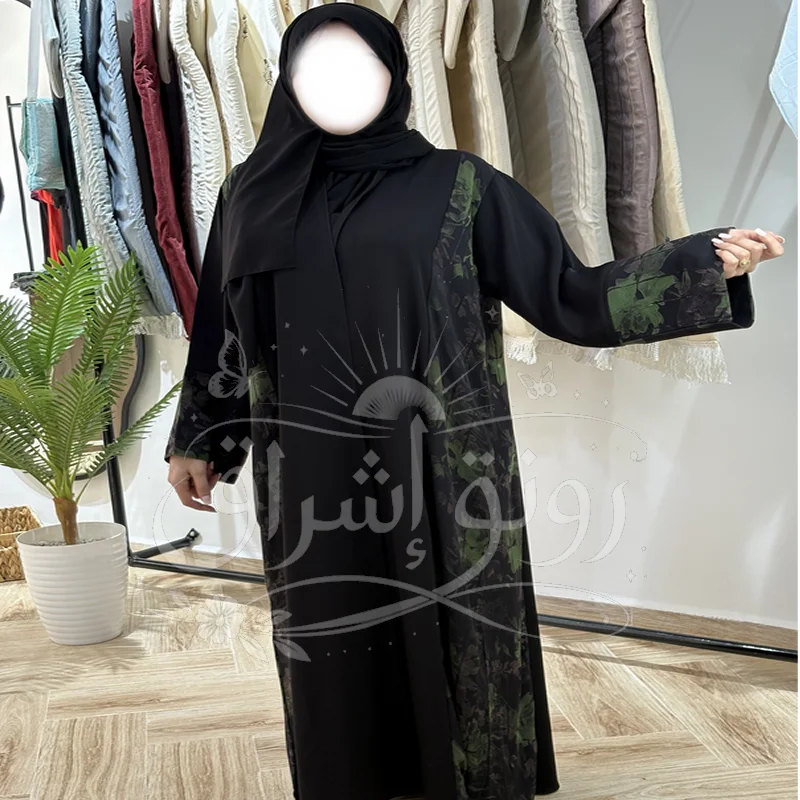 عباية "الجاكار الفاخر" بمزيج الأسود والزيتي لإطلالة تجمع بين الكلاسيكية والعصرية ✨🌿