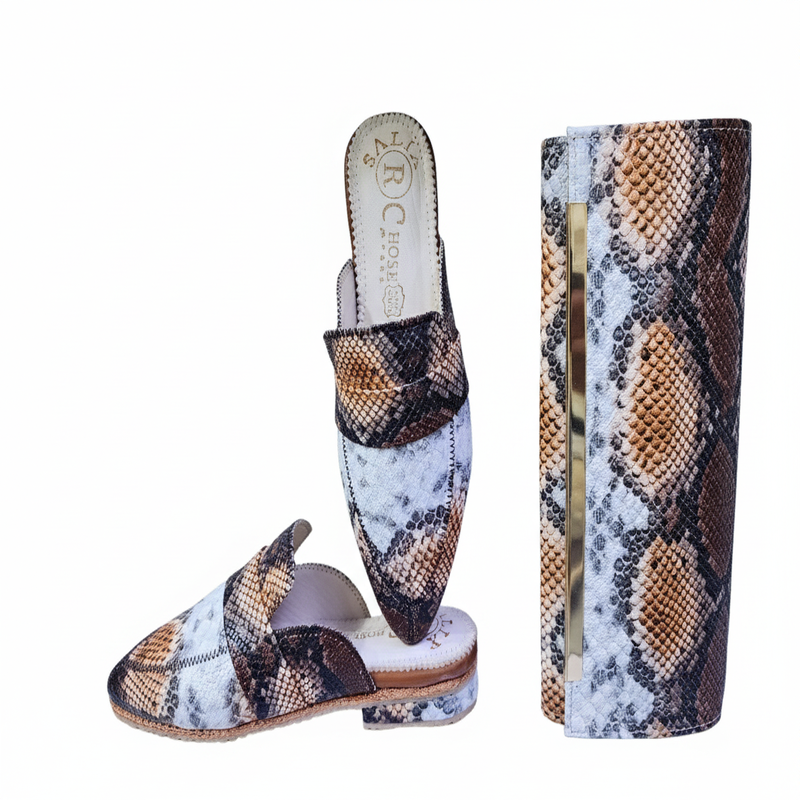 🐍 طقم راقٍ بنقشة جلد الثعبان (الحية) 👜