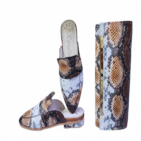 🐍 طقم راقٍ بنقشة جلد الثعبان (الحية) 👜