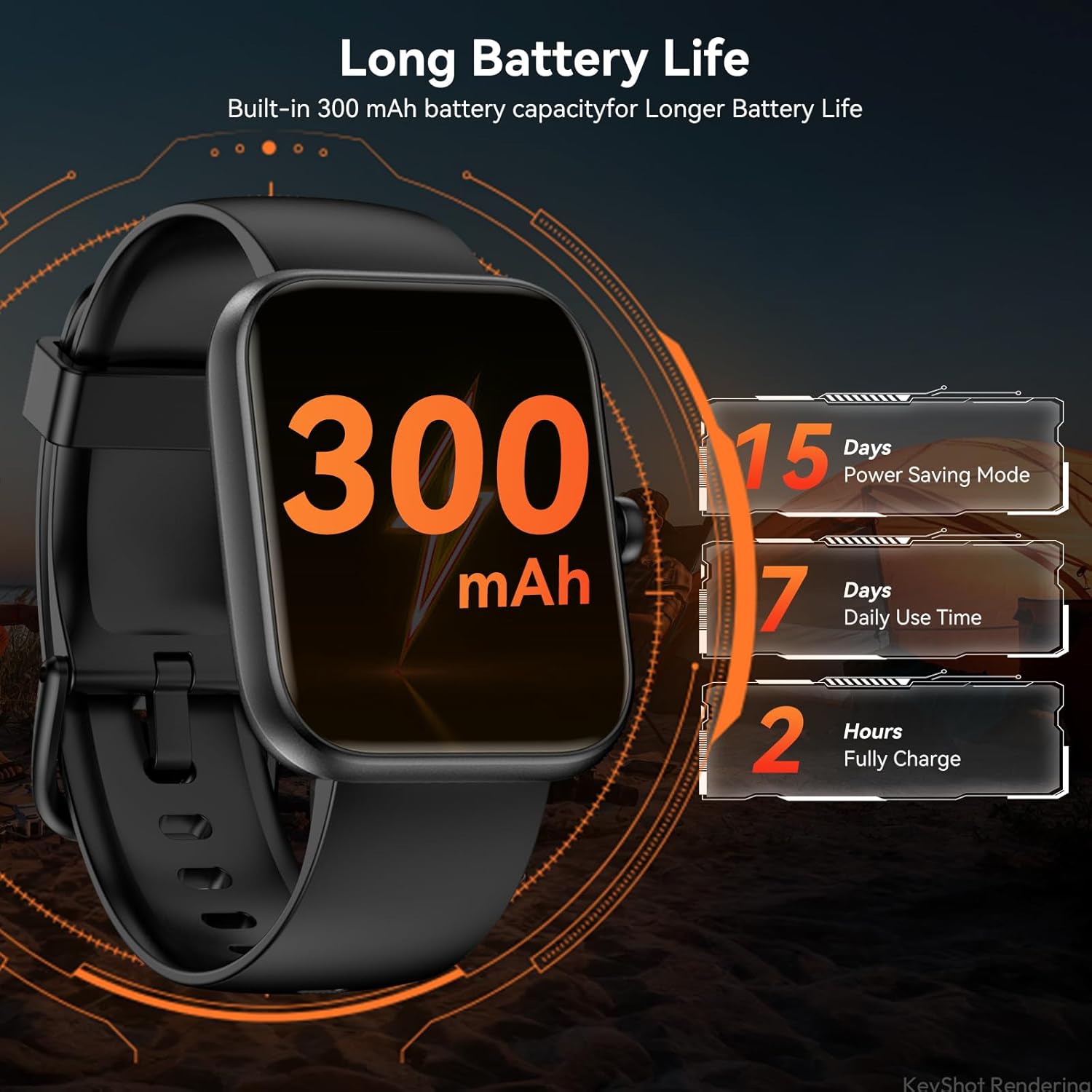 ساعة ذكية مع اليكسا مدمجة، تتبع اللياقة البدنية HD 1.8 انش مع مكالمات ورسائل بلوتوث، مقاومة للماء IP68، اكثر من 120 وضع رياضي، معدل ضربات القلب/النوم 24/7، متوافقة مع iOS/Android (اسود)