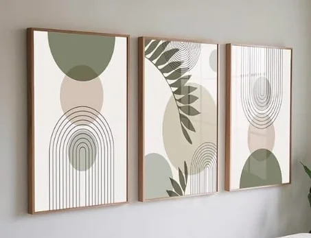 Tableau Trio green boho wall art