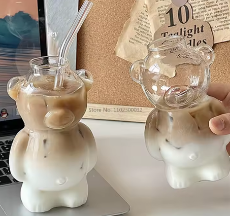 3 x  Verres d'ours mignon  pour cocktail, café, boissons