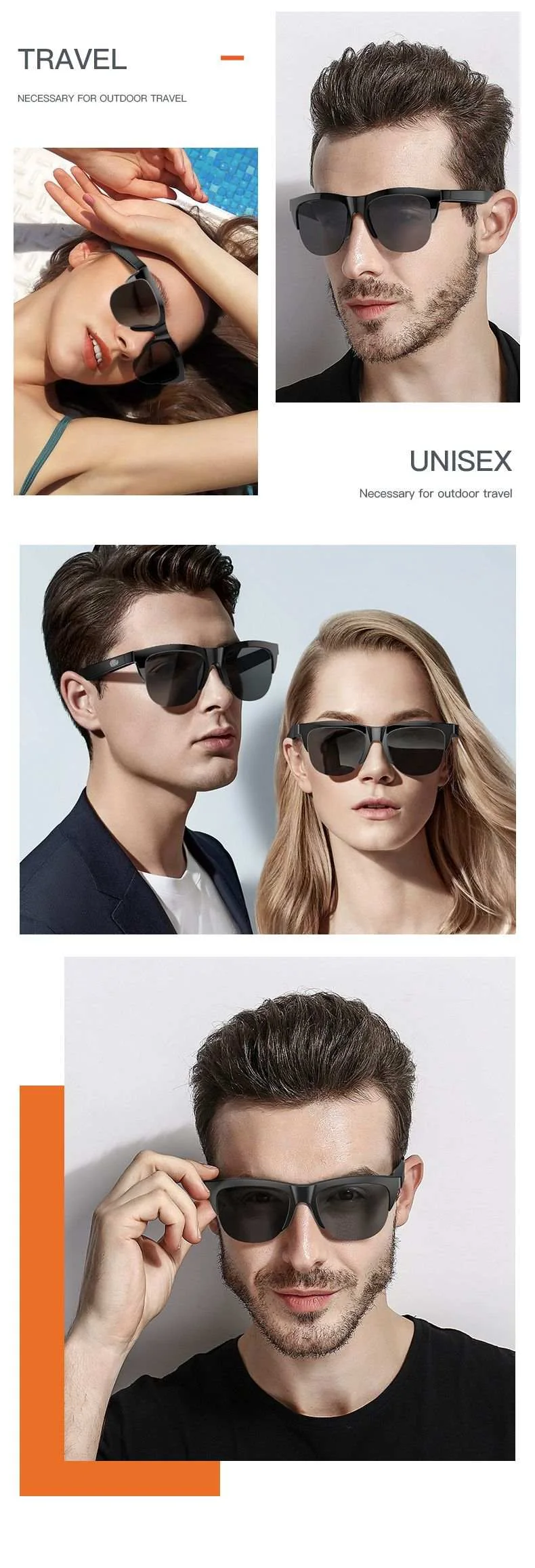 New Smart Wireless UV Sunglasses نظارات البلوتوث الحديثة الذكية المضادة للأشعة فوق البنفسجية