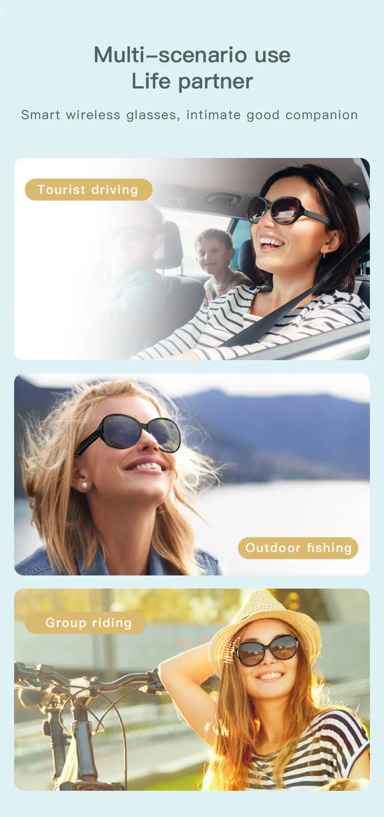 New Smart Wireless UV Sunglasses نظارات البلوتوث الحديثة الذكية المضادة للأشعة فوق البنفسجية