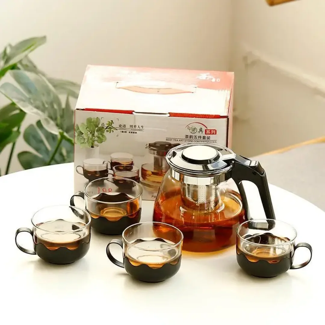 مجموعة إبريق الشاي والأكواب الزجاجي Glass Tea Set