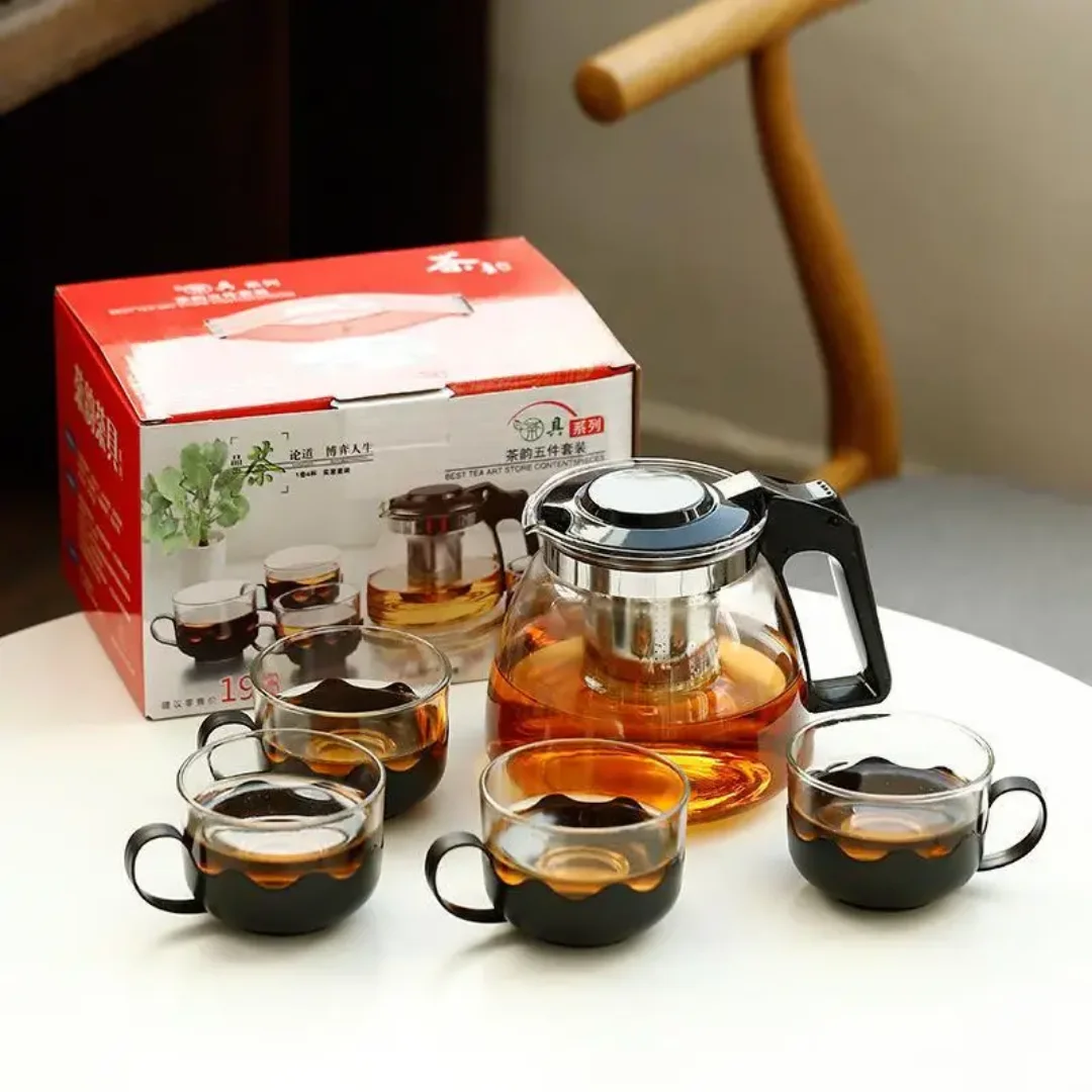 مجموعة إبريق الشاي والأكواب الزجاجي Glass Tea Set