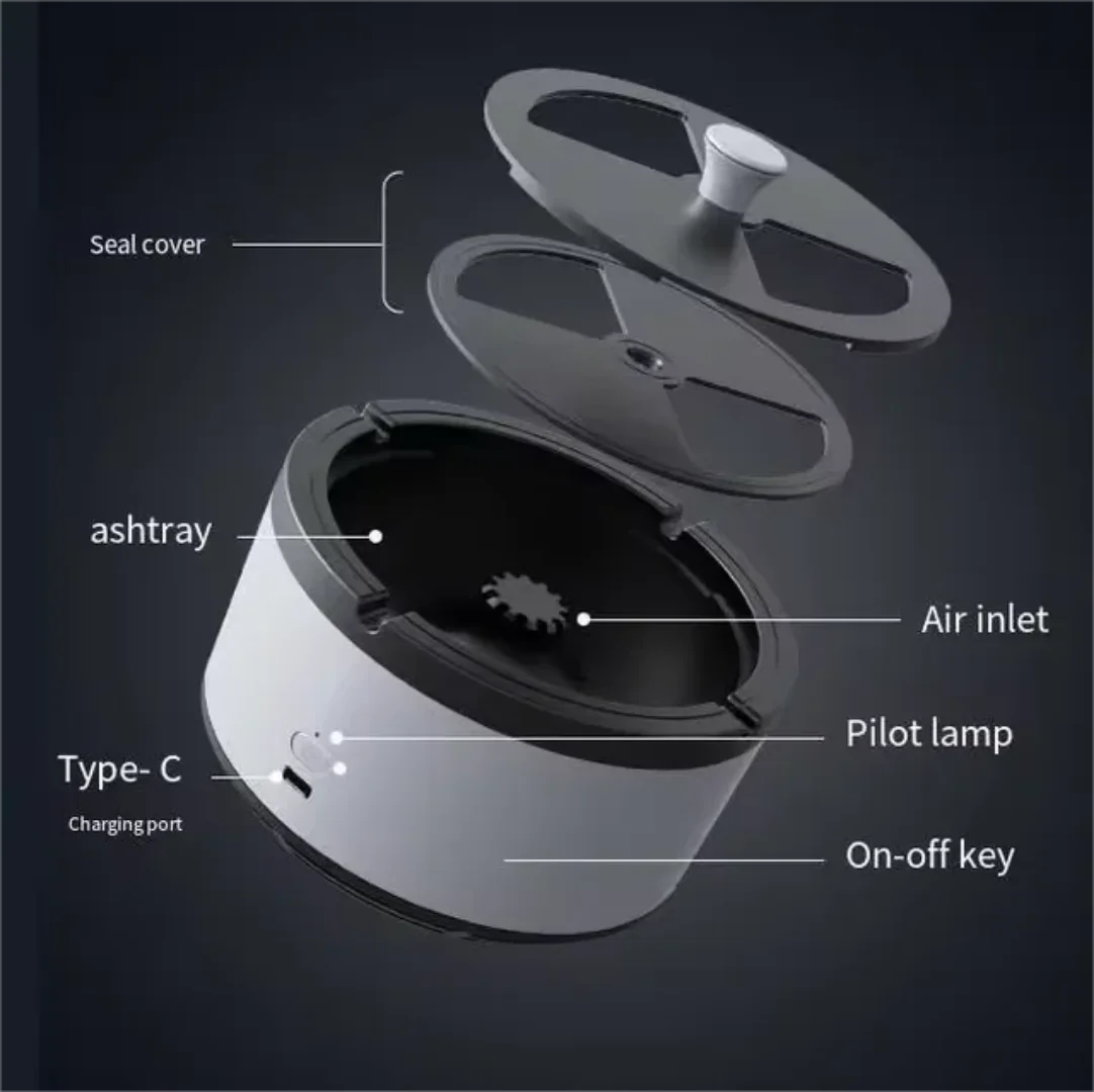 منفضة الفلتر الالكترونية للسجائر والرائحة القابلة للشحن Cigarette Filter Charging Ashtray