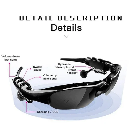 نظارات شمسية مع بلوتوث للجوال Sunglasses UV400 Polarizing Lenses with Bluetooth