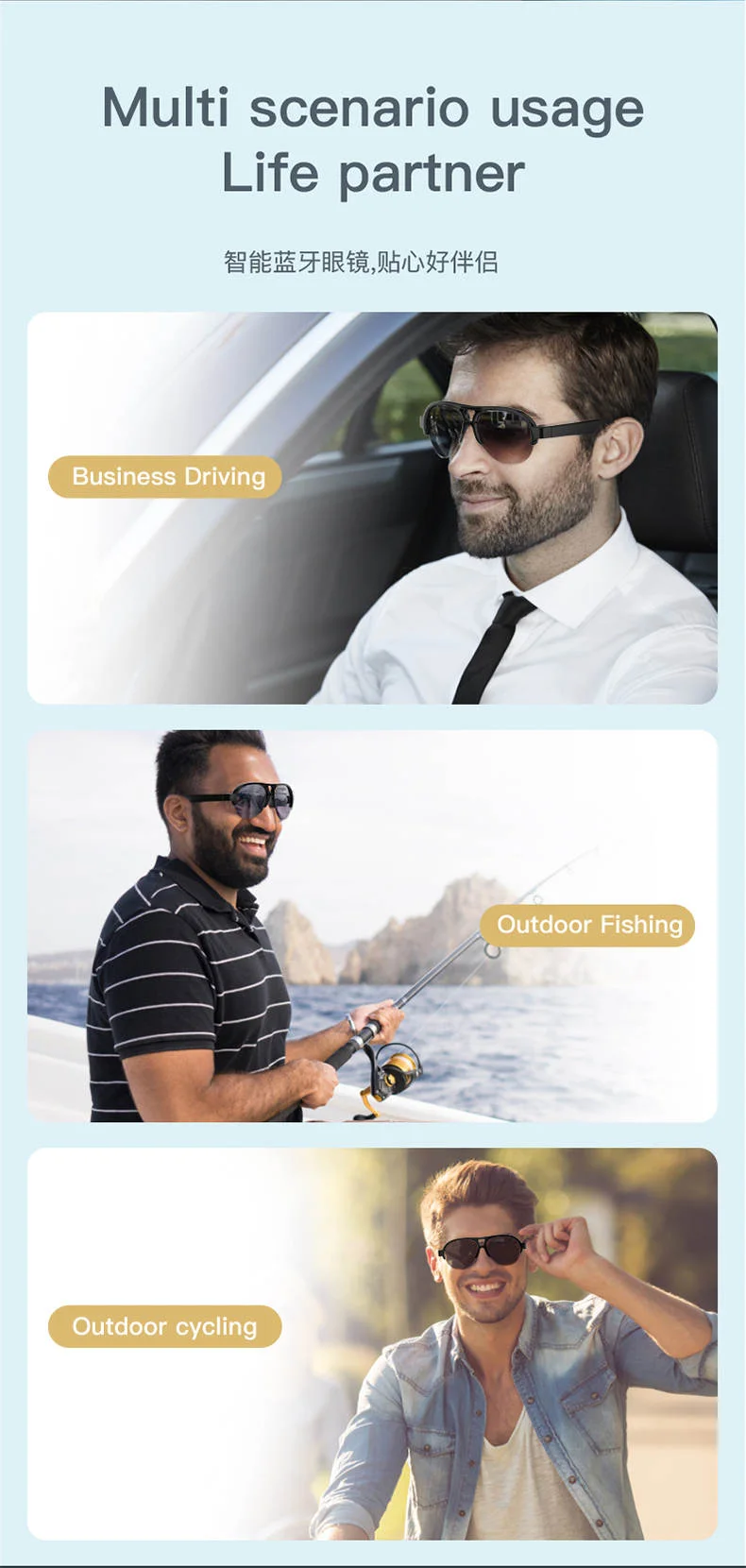 New Smart Wireless UV Sunglasses نظارات البلوتوث الحديثة الذكية المضادة للأشعة فوق البنفسجية
