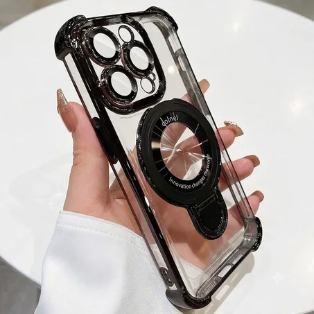 Protect your iPhone with this premium MagSafe Clear Phone Case, featuring powerful magnetic compatibility, crystal-clear design, shock-resistant protection, and a comfortable built-in grip fo