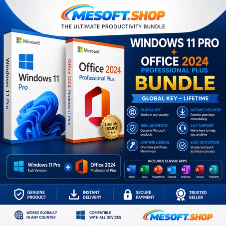 💻 Microsoft Office 2024 + Windows 11 Pro Bundle – Lifetime License 🔥