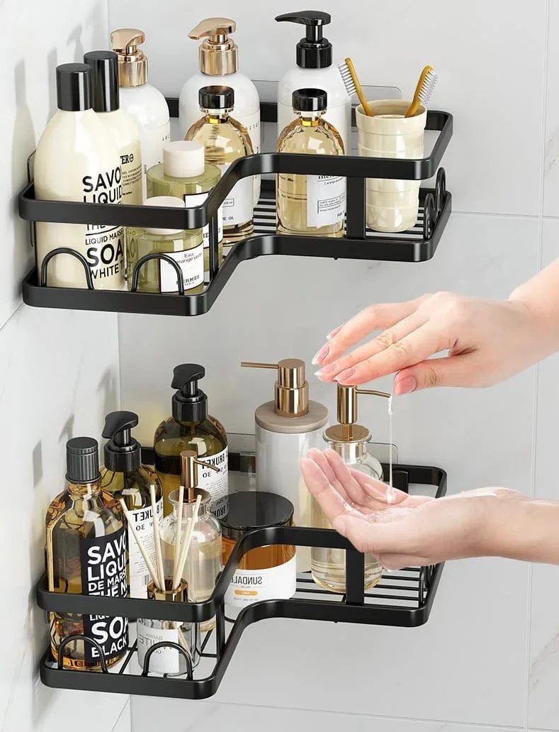 ⚡︎ Ensemble d’étagères murales pour salle de bain (résistant à la rouille) – 5 pièces