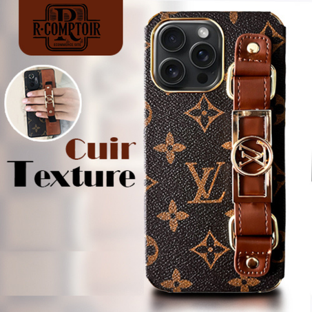 Coque iPhone  Texture Cuir avec Ceinture