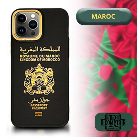 “NOIR” Coque iPhone  Passeport Marocain