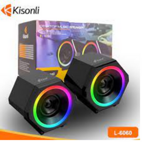 Kisonli Gaming Speakers with RGB PC Computer Stereo Speaker Channel USB Speakers for Desktop l-6060