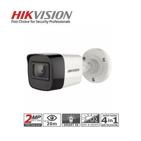 Hikvision Caméra Bullet TurboHD 2MP 1080P,TVI/AHD/CVI / CVBS IR:20m, 2.8mm