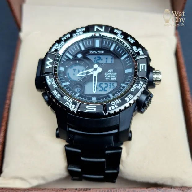 Casio Edifice Dual Time Watch – Black Stainless Steel