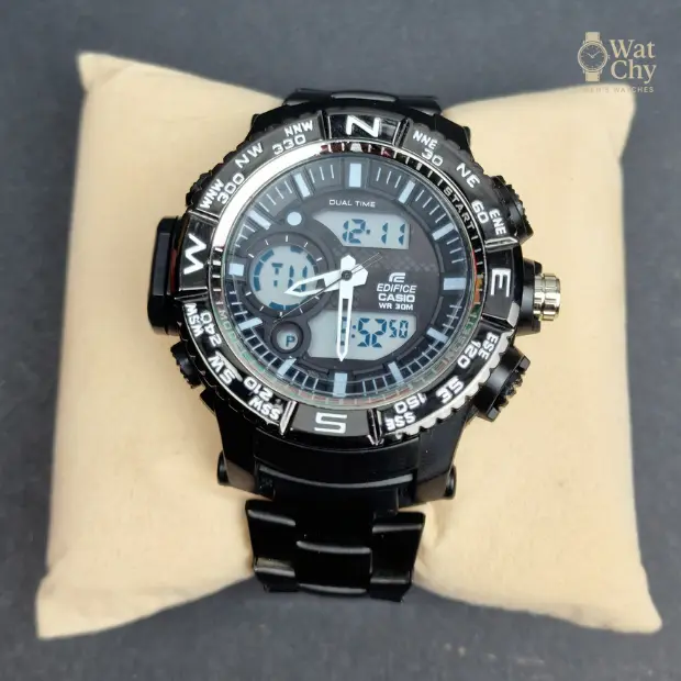 Casio Edifice Dual Time Watch – Black Stainless Steel