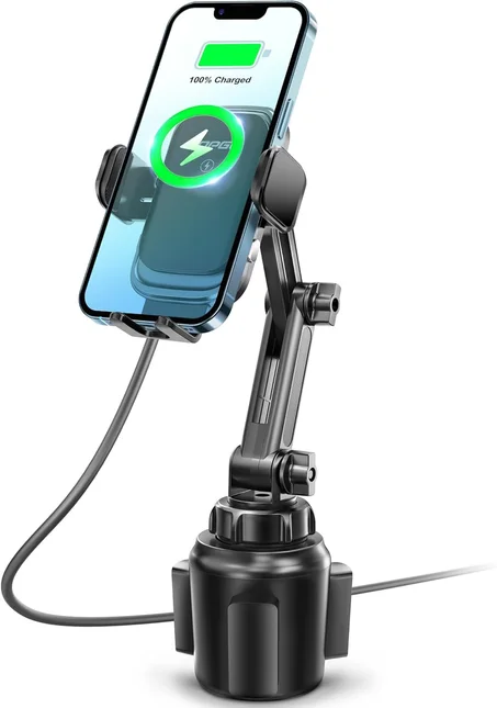 حامل جوال مع شاحن لاسلكي للسيارة – شحن سريع وتثبيت قوي