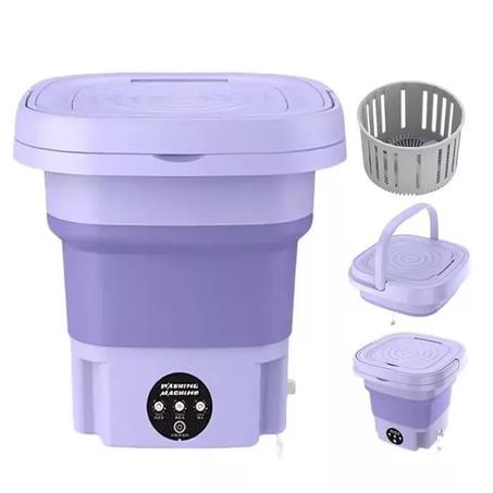 Mini Machine à Laver Pliable Violette à 3 Mode de Lavage