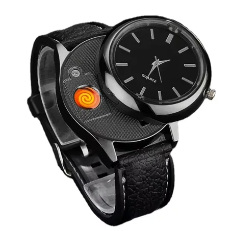 ساعة يد أنيقة  مدمجة مع ولاعة كهربائية