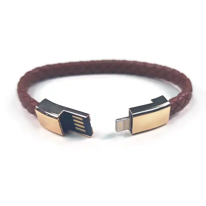 Leather Bracelet 20cm Short USB Charging Data Cable For Iphone Type C Micro Charge