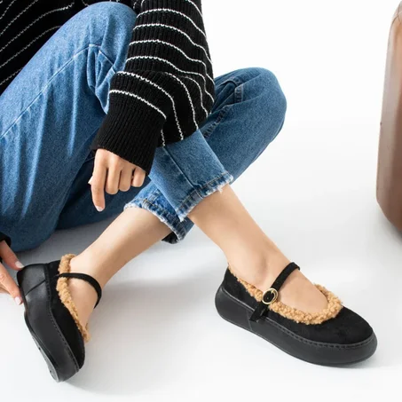 Mary Jane à fourrure synthétique