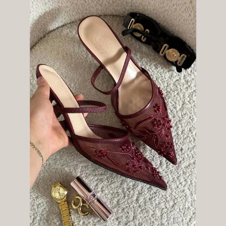 Escarpin en Mesh Nude