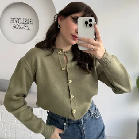 Gilet en maille à boutons Merly Heart