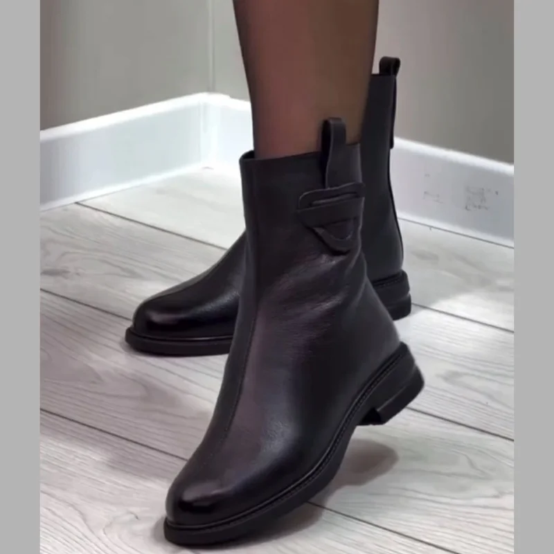 Bottines Plat à Bout Rond - Nouvelle collection 2025 - Noir