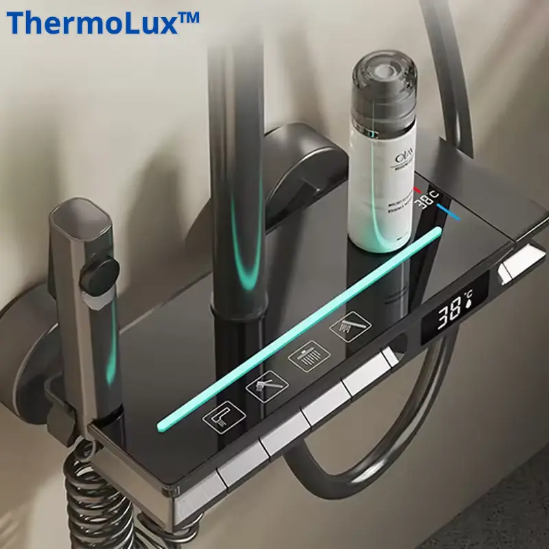 ThermoLux™S – دوش ذكي، حرارة دقيقة، تصميم راقٍ.