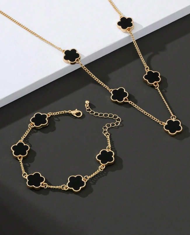pièce Set de collier et bracelet de style mode pour homme avec pendentif trèfle, Saint-Valentin