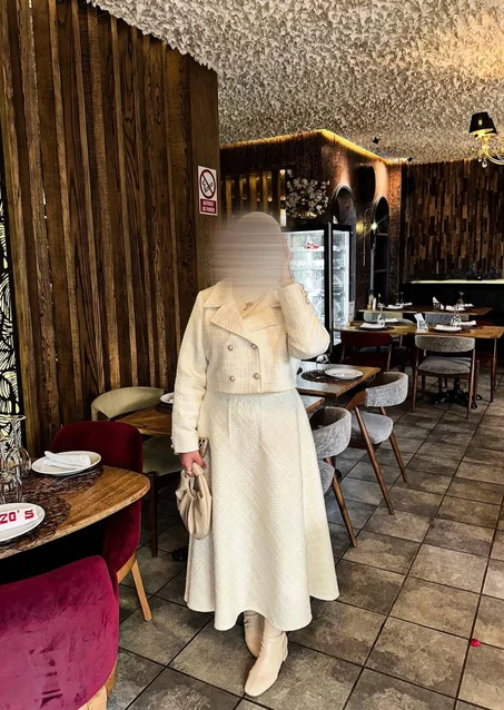 طقم " أورورا " تويد أبيض | Aurora white tweed set