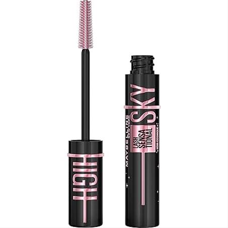 Maybelline Lash Sensational Sky High - Maquillaje de rímel lavable, voluminizadora, alargador, definición, rizado, multiplicación, fórmula construible, negro más negro, 1 unidad