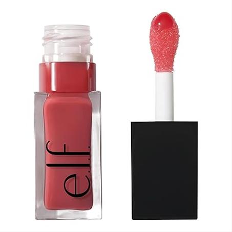 e.l.f. Glow Reviver - Aceite labial nutritivo teñido para un acabado de alto brillo, infundido con aceite de jojoba, vegano y libre de crueldad, Rose Envy