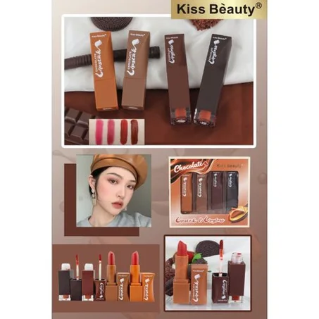 2 Rouges à lèvres et 2 Gloss Kiss beauty (Paquet de 4 pièces)