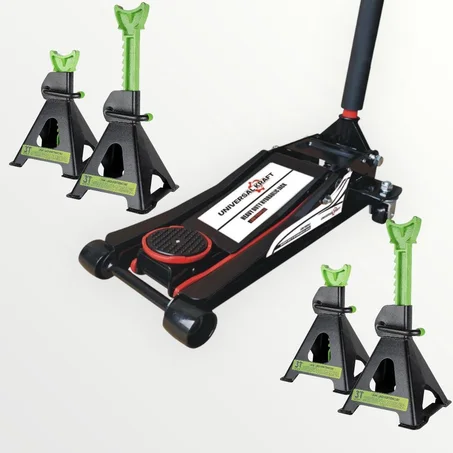 kit , gato hidraulico + 4 caballetes de 3 ton