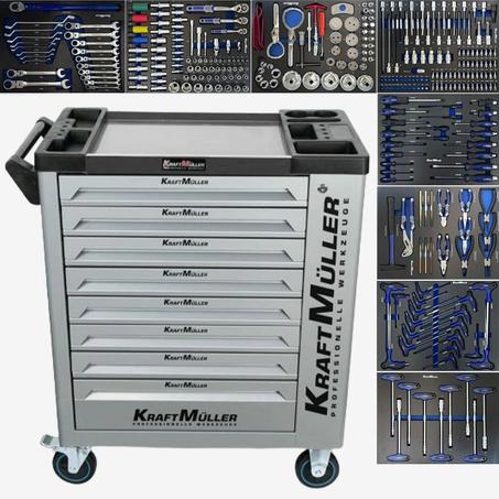 Carro PRO Kraft Muller XXL KM 8/8 TOOL gris con empujadores de pistón (copy)