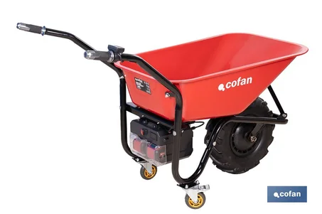 Carretilla de obra eléctrica a batería 20 V | Carga máxima de 260 kg | Motor de 500 W, batería Li-Ion 20 V 6.0 Ah