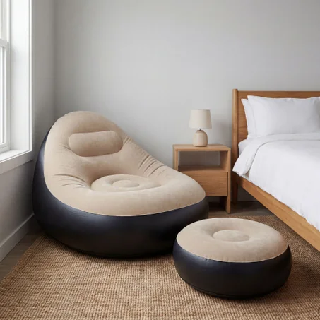 Fauteuil Gonflable Ultra-Confort – avec Pouf – Installation Rapide