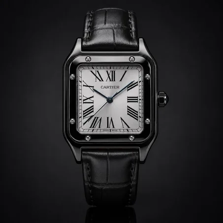 🖤 Cartier Santos Full Black – Montre Homme Luxe