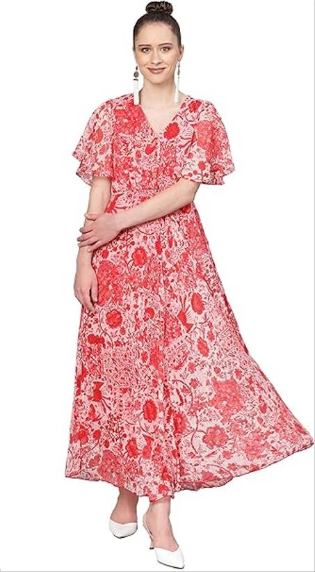 فستان حريمي مطبوع باكمام قصيرة من ستايفيل.ان