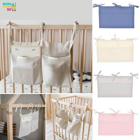 Sac de rangement de lit de bébé Portabl, sac suspendu épais à deux couches pour nouveau-né.