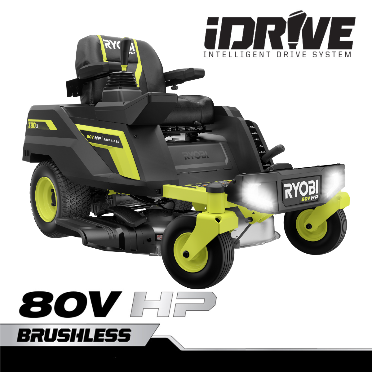 RYOBI 80V HP Brushless 30‑Inch Battery Electric Cordless Zero Turn Riding Lawn Mower with (2) 80V 10Ah Batteries and Charger