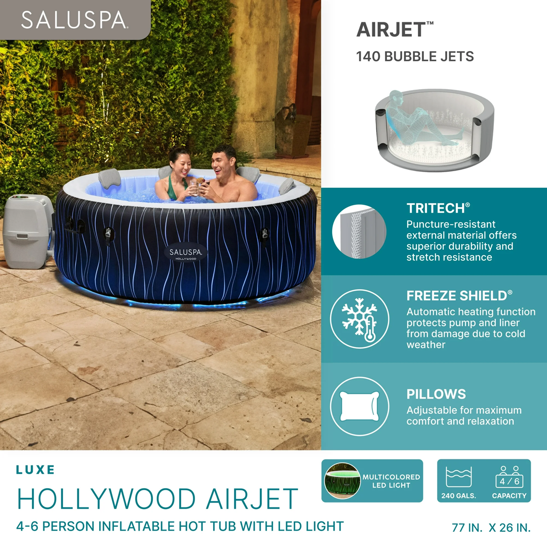 SaluSpa Hollywood AirJet Hot Tub (4-6 Person) - LED Lights