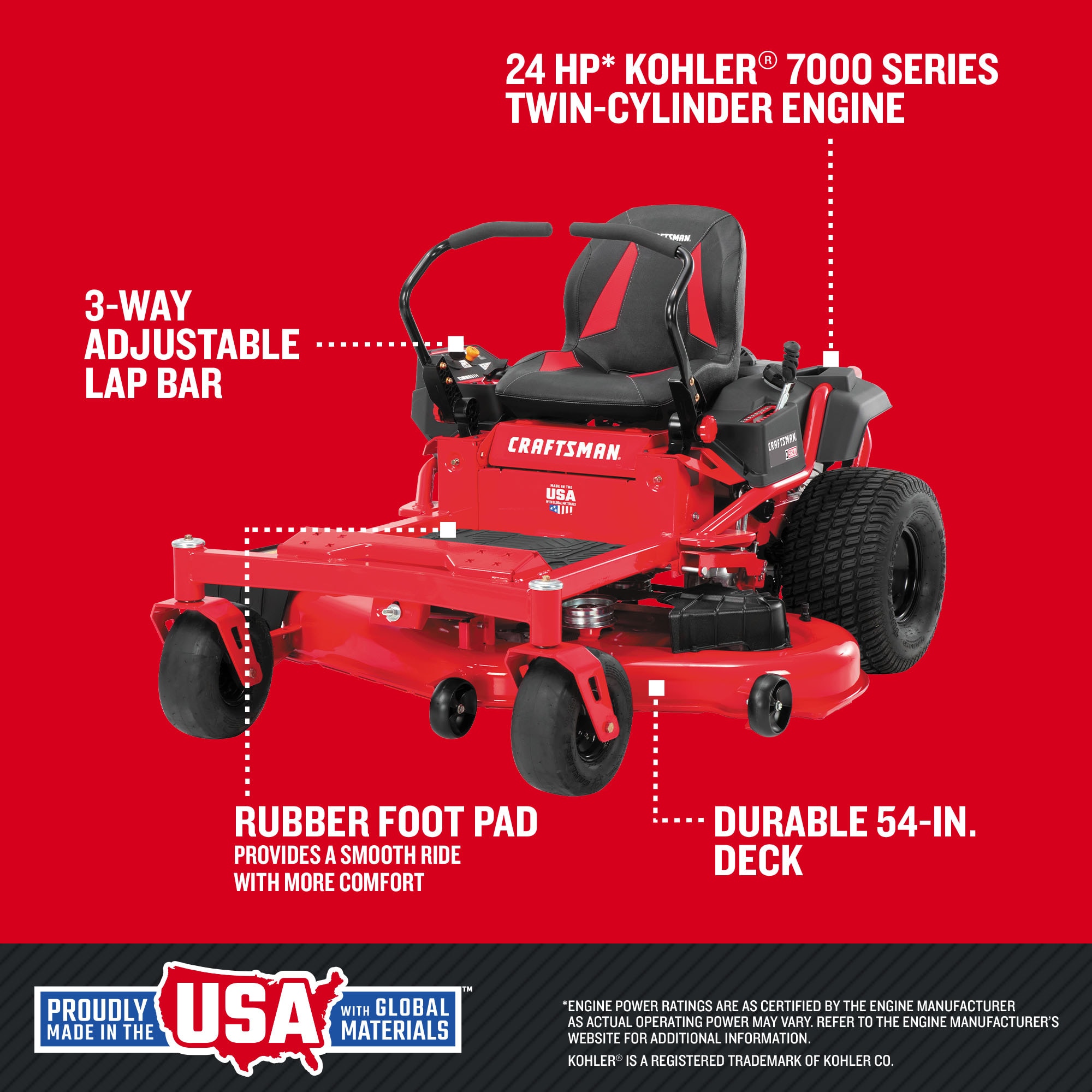 CRAFTSMAN Z5800 54‑Inch 24‑HP V‑Twin Gas Zero-Turn Riding Lawn Mower