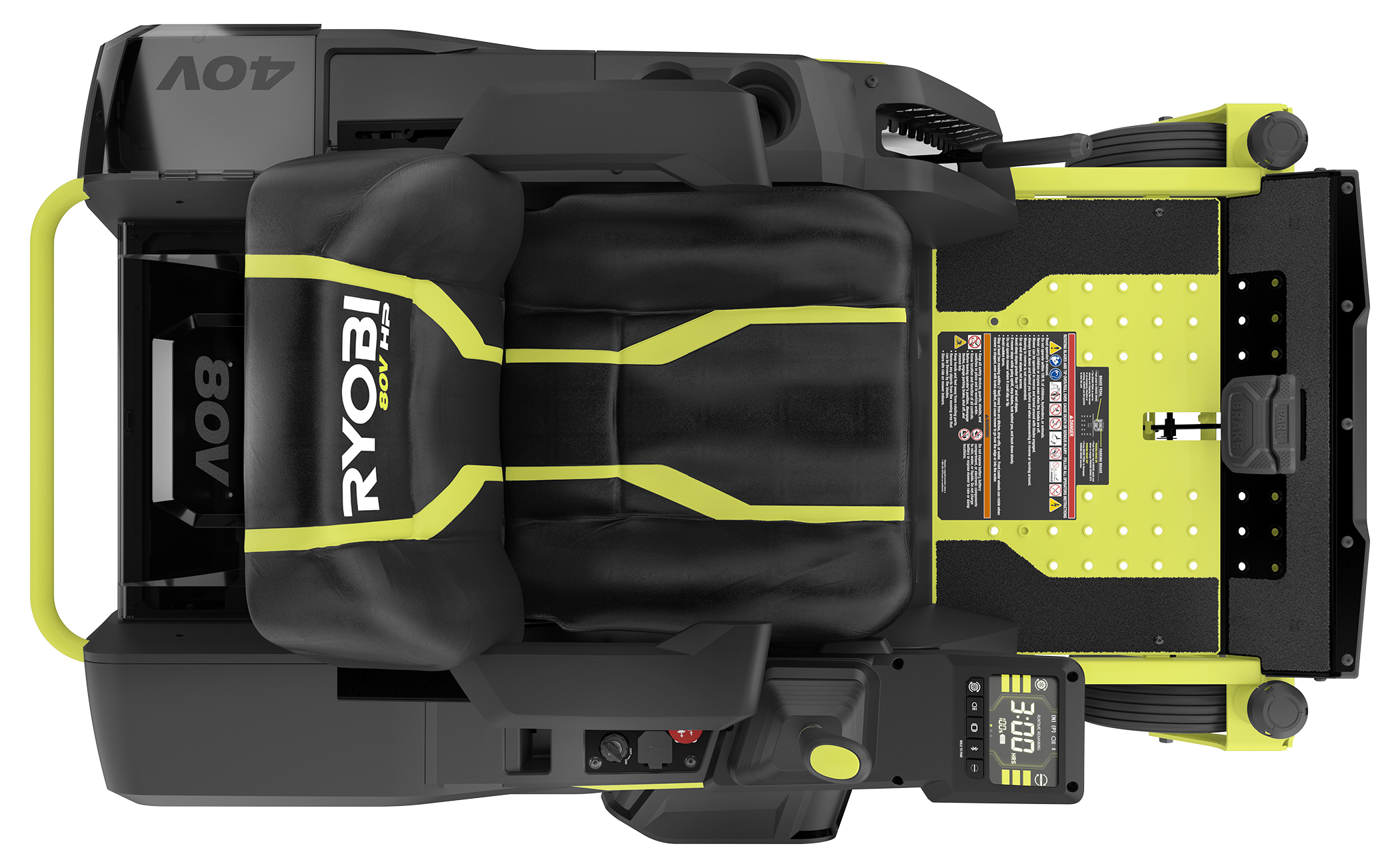 RYOBI 80V HP Brushless 30‑Inch Battery Electric Cordless Zero Turn Riding Lawn Mower with (2) 80V 10Ah Batteries and Charger