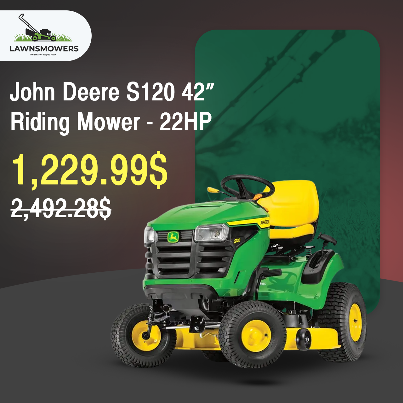 John Deere S120 42 in. 22 HP V-Twin Gas Hydrostatic Riding Lawn Mower