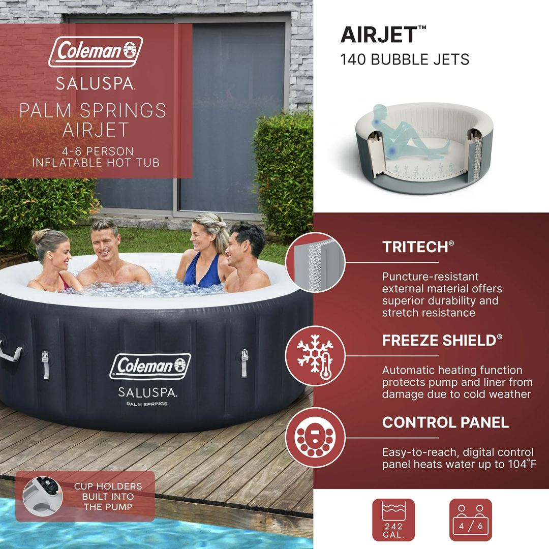 Coleman SaluSpa Palm Springs AirJet Hot Tub (4-6 Person)